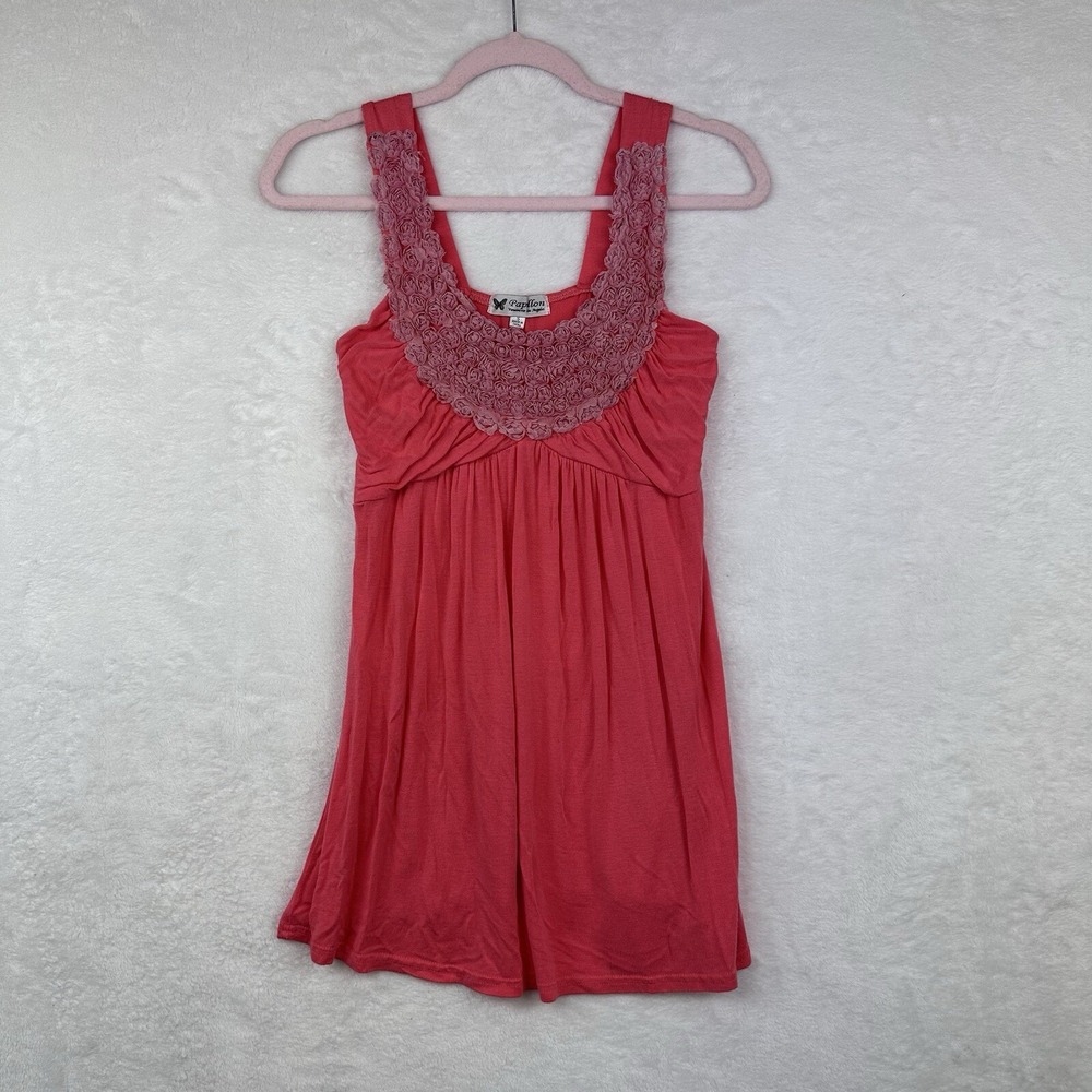 Papillon‎ Size S Pink Tank Sleeveless Top 3d Flower Dressy A Line